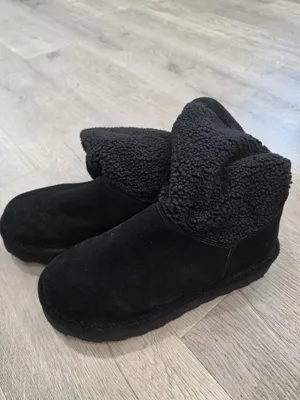 Bearpaw NWT Snuggle Murphy Platform Lo Boots Black Size 11W WIDE sherpa suede thumbnail 7