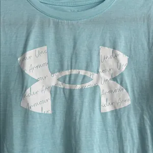 Under Armour Women's Short Sleeve Tee in Aqua with White Logo Size L thumbnail 2