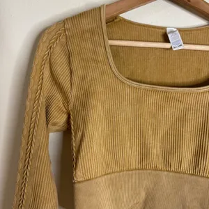 OFFLINE by Aerie Women's Ribbed Long Sleeve Crop Top Mustard Yellow M thumbnail 4