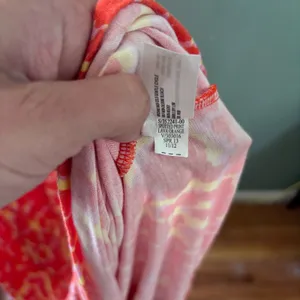 GAP SPOTTED PRINT LAVA ORANGE Abstract Maxi Dress Elastic Waist w/ Drawstring 2X thumbnail 5
