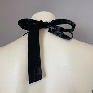 Vintage 90s Prom Halter Top Beads Tie Black Zip-Up‎ Flaws Princess Sleeveless thumbnail 7