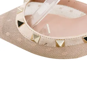 Valentino Garavani Rockstud Nude Mesh Suede Slingback Pointed Toe Pumps EU 39 thumbnail 2