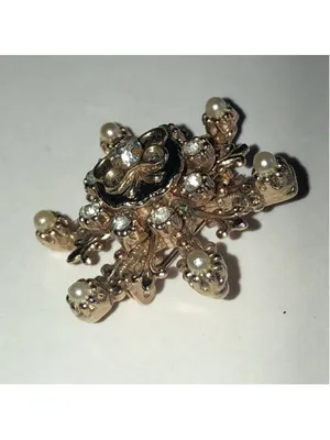 Vintage Gold Tone Snowflake Faux Pearl Brooch thumbnail 4