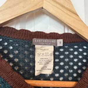 Earthbound Trading Co Teal Sun Crochet Crop Sweater Size Small‎ thumbnail 6