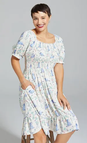 Her Universe Disney Eeyore Floral Smock Dress XS BoxLunch Winnie Pooh thumbnail 1