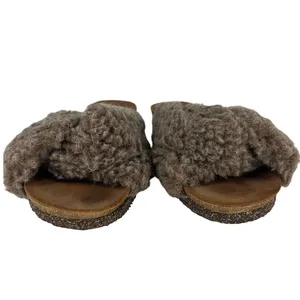 Flattered‎ Lou Teddy Knotted Genuine Shearling Slide Sandals in Taupe thumbnail 8