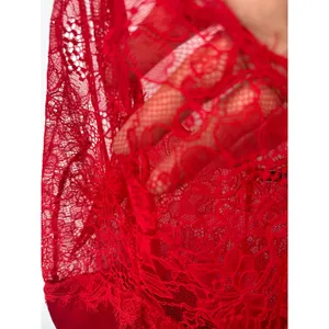 Victorias Secret Slip Dress Women XL Red Eyelash Lace Trim Satin Chemise Nightie thumbnail 4