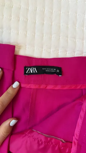 ZARA Pants Wide-Leg Menswear Fuchsia S thumbnail 4