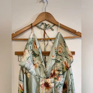Sweet Lemon Dress Women's Small Sage Floral Sweet Visionaries Halter Open Back thumbnail 4