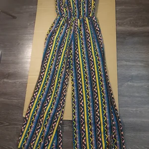 Rainbow Sandals Rainbow Strapless Multicolor Jumpsuit S Dopamine Rainbowcore Boho Coconut Girl thumbnail 3