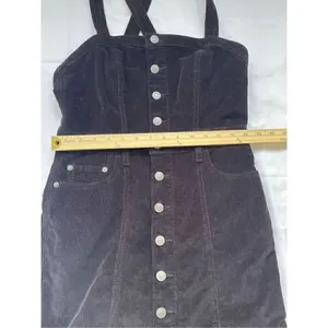Free People Women’s Corduroy Jumper mini dress Black Size 28 thumbnail 5