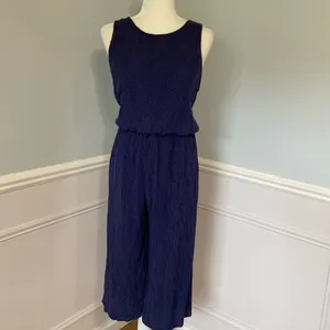 French Grey Jumpsuit Reagan Woven Polka Dot Cropped Sleeveless Size Large thumbnail 3