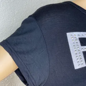Blush Blinged Fries Over Guys Cropped T-shirt Black With White Writing Large thumbnail 3