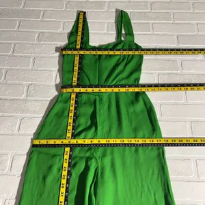 Reformation Alva Jumpsuit Womens 2 Kelly Green‎ Smocked Wide Leg Sleeveless Crop thumbnail 4