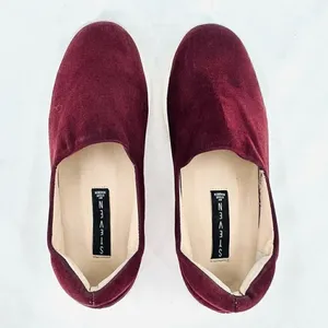 Steven Steve Madden Hilda Dark Red Velvet Platform Slip-on Sneakers Size 9.5 thumbnail 7