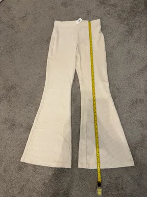 Aerie Flare Velvet Velour Cream Lounge Pants Size Medium thumbnail 3