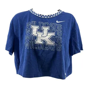 Nike Kentucky Wildcats Slub Ringer Performance Cropped T-Shirt Royal Women Small thumbnail 1