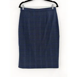Banana Republic Pencil Skirt Womens 6 Blue Plaid Wool Blend Career Preppy NWT thumbnail 2