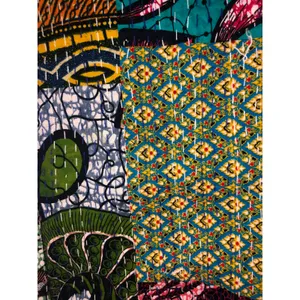 Raj Cotton Embroidered Pants Size L Patchwork Wide Leg Boho Artsy Vibrant Color thumbnail 2