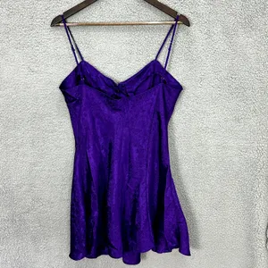 Adonna Slip Dress Women M Purple Jacquard Floral Mini Y2K Coquette Romantic‎ thumbnail 2