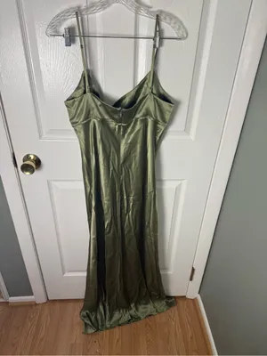 Reformation Kailyn Silk Dress in Artichoke 12 thumbnail 4