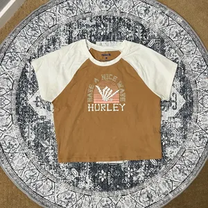 Hurley Semi Cropped Brown & White Cotton T-shirt - Size L thumbnail 2