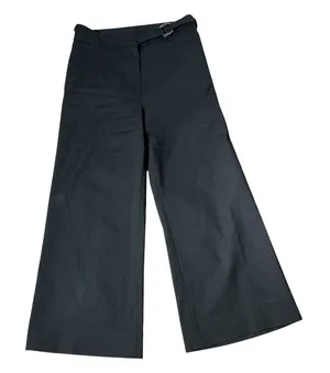NetWork Wide Leg Trousers Womens 36 Black High Rise Side Buckle Crop‎ Culottes thumbnail 1