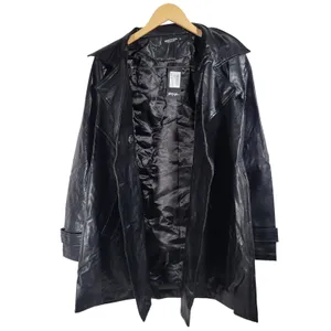 Nasty Gal Collection Black Faux Leather Longline Trench Coat Jacket Women's‎ M thumbnail 3
