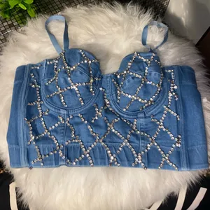 Papaya Blue Rhinestone Embellished Crop Top thumbnail 11