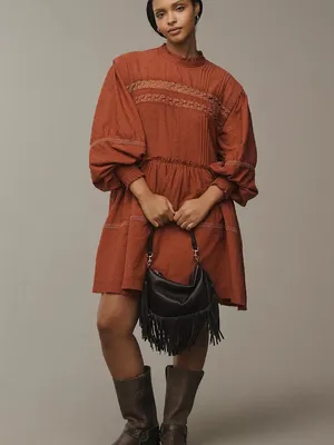 Anthropologie‎ Pilcro Long Sleeve Mock Neck Swing Mini Dress Womens Size XS thumbnail 8