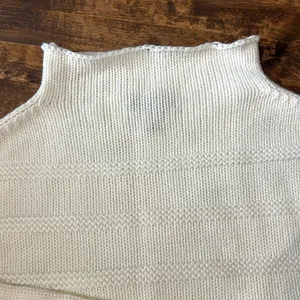 JESSICA SIMPSON Ivory Chunky Knit Funnel Neck Bell Sleeve Sweater L Minimalist thumbnail 12