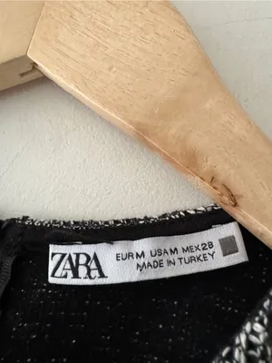Zara Jacquard‎ Structured Gray Black Tweed Top thumbnail 7