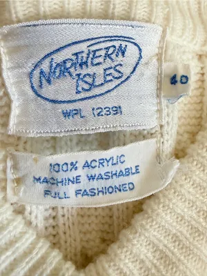 Northern Isles Cable Knit Cardigan Sweater 1980s Ivory Crewneck Button 40 (M) thumbnail 5