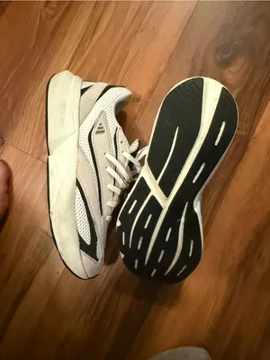 adidas White and Black Athletic Sneakers with Mesh Upper thumbnail 4