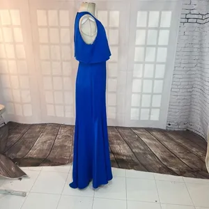Nicole Miller Royal Blue Satin Sleeveless Flounce Formal Gown Size 8 thumbnail 6