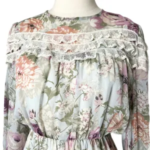 NEW Elliatt Karishma Light Blue Floral Lace Trim Chiffon Romper Size Medium thumbnail 2