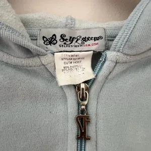 Self Esteem Vintage y2k Baby Blue Velour Zip Up Hoodie, M thumbnail 3