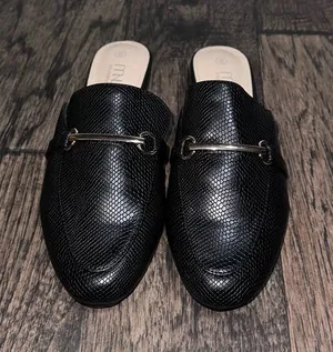Black Textured Loafers with Gold Accent thumbnail 1