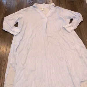 H&M light blue striped shirt dress maxi size medium thumbnail 2