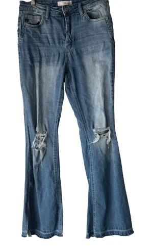 Kancan Jeans Womens Flare Bell Bottom‎ Distressed Blue Denim Pants Size 29 thumbnail 1