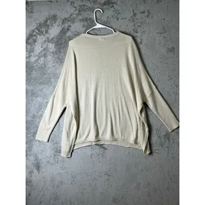 Mersea One Size Cream‎ Knit Tunic Sweater Oversized Pocket Pullover Coastal Chic thumbnail 3