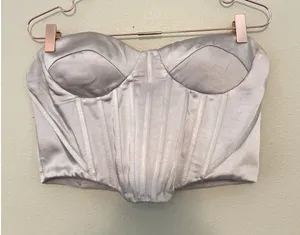 ZARA Satin Effect Corset‎ Size Large Tall Strapless thumbnail 1