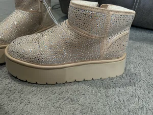 Missy platform beige/stone rhinestone boots Gold Size 7 thumbnail 3