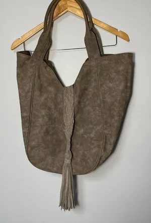 DV by‎ Dolce Vita Large Gray Taupe Fringe Hobo Bag thumbnail 1