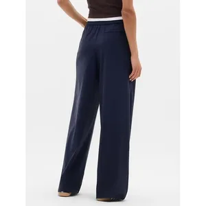 Athleta Pinnacle High Rise Trouser Navy‎ Blue Wide Leg Pleated Pants 16 472041 thumbnail 2