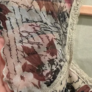 Almost Famous Sheer Floral Graphic Mesh Going Out Top Y2K Boho Size L thumbnail 7
