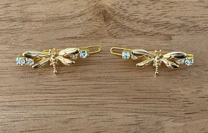 Handmade New 2pc Set Dragonfly Hair Clips thumbnail 2