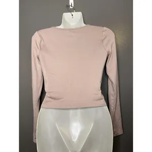 Hollister Shirt Womens Small Pink Square Neck Long Sleeve Cropped Stretch Top thumbnail 5