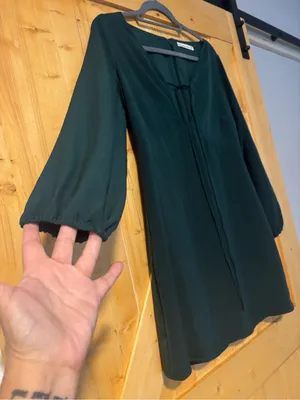 Abercrombie & Fitch Key Hole Front Long Sleeve Mini Dress Emerald Green‎ MP thumbnail 3