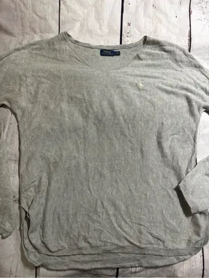 Polo by Ralph Lauren women’s Light Gray long sleeve blouse large thumbnail 2
